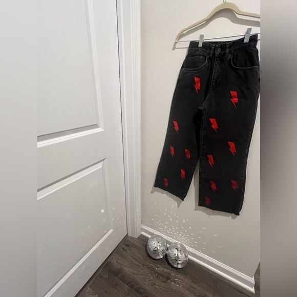 The Ragged Priest Jeans, Black Denim/Red Bolt - Picture 3 of 10